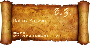 Bahis Zajzon névjegykártya